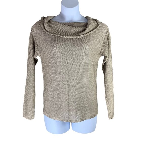 Maska Sz XL Sweater Cowl Neck Linen Viscose Blend Light Brown Beige Long Sleeve - Picture 1 of 5